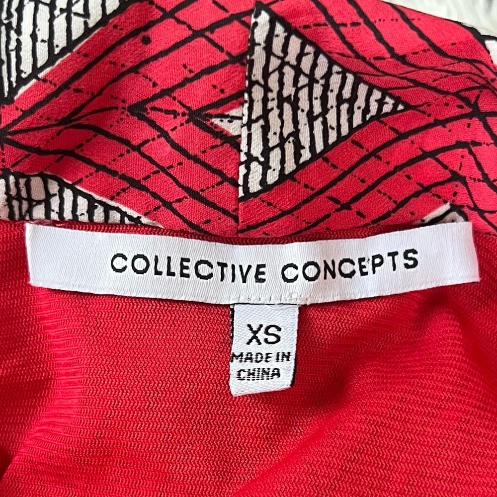 Collective Concepts Dress Sleeveless Pockets Geometric Diamond Red White XS - Picture 7 of 15